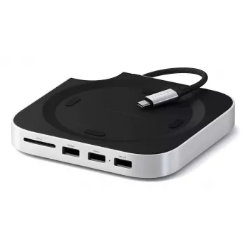 Satechi Laptop-Dock/Port-Replikator ST-GNMMES — kabelgebundener USB 3.2 Gen 2 Typ-C Hub, USB-A & SD, Silber