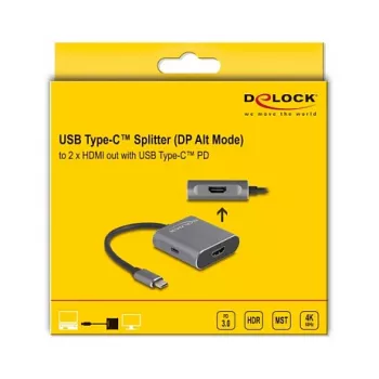 DeLOCK USB Type-C Splitter DP Alt Mode auf 2 x HDMI MST 3840x2160
