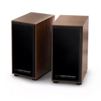 Lautsprecher ESPERANZA EP122 2.0 kabelgebundene Desktop-Lautsprecher, 2×6 W RMS, Holzgehäuse, Drehregler-Lautstärkeregelung, 60–20000 Hz