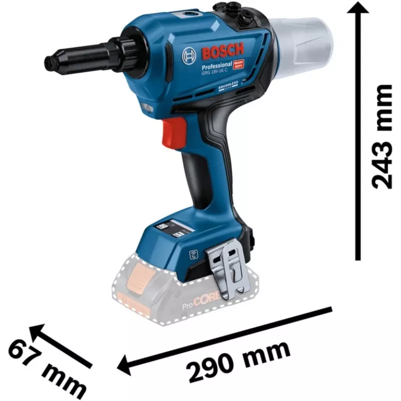 Bosch 0 601 9K5 001 power rivet tool Schwarz, Grün 3,2,4,4,8,5,0,5,6 mm 16000 kN
