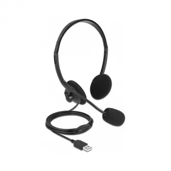 Headset DeLOCK USB Stereo-Headset mit Lautstärkeregelung