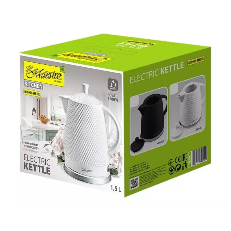 Elektrischer Wasserkocher Feel Maestro 1,5 L 1200 W Weiß
