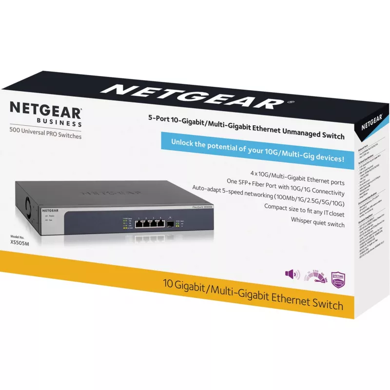 NETGEAR XS505M Unmanaged 10G Ethernet (100/1000/10000) Grau, Silber