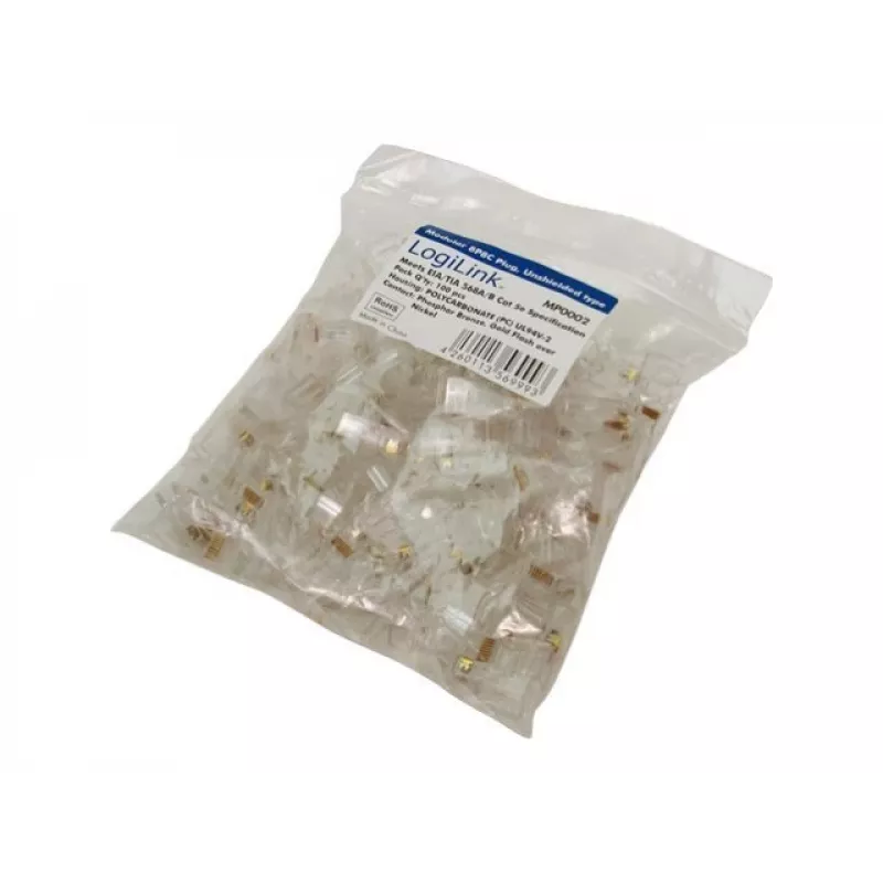 RJ-45 Kabelstecker LOGILINK MP0002, CAT5e, transparent, 100er-Pack