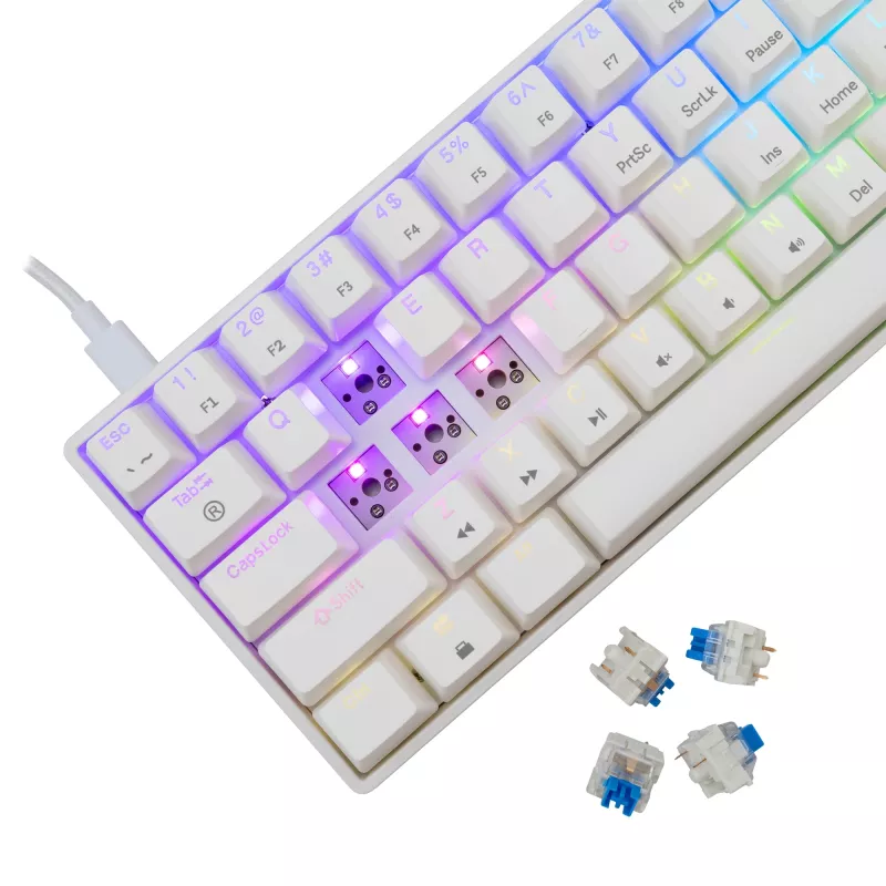 Kabelgebundene mechanische Tastatur White Shark Shinobi-2 (GK-004221) — blaue Schalter, Weiß, US-Layout