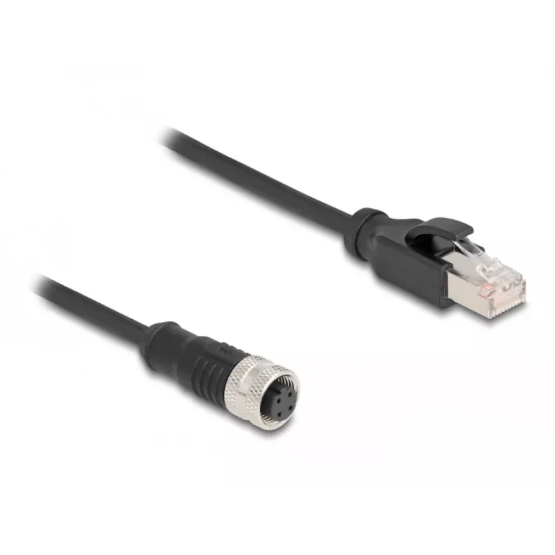 DeLOCK M12 Adapterkabel D-codiert 4-polig Buchse auf RJ45 Stecker 50 cm