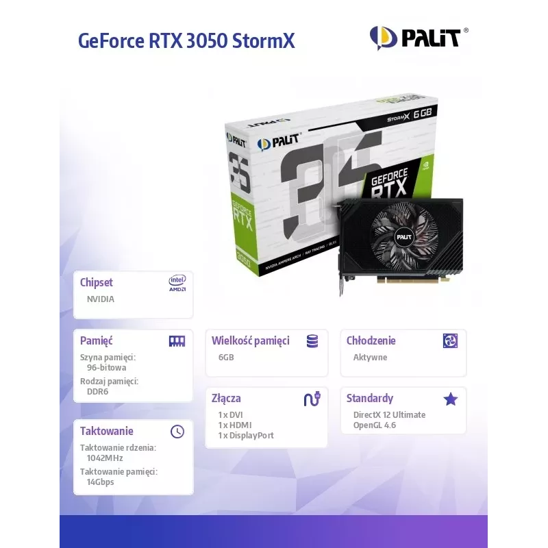 Palit GeForce RTX 3050 StormX 6GB GDDR6 Grafikkarte