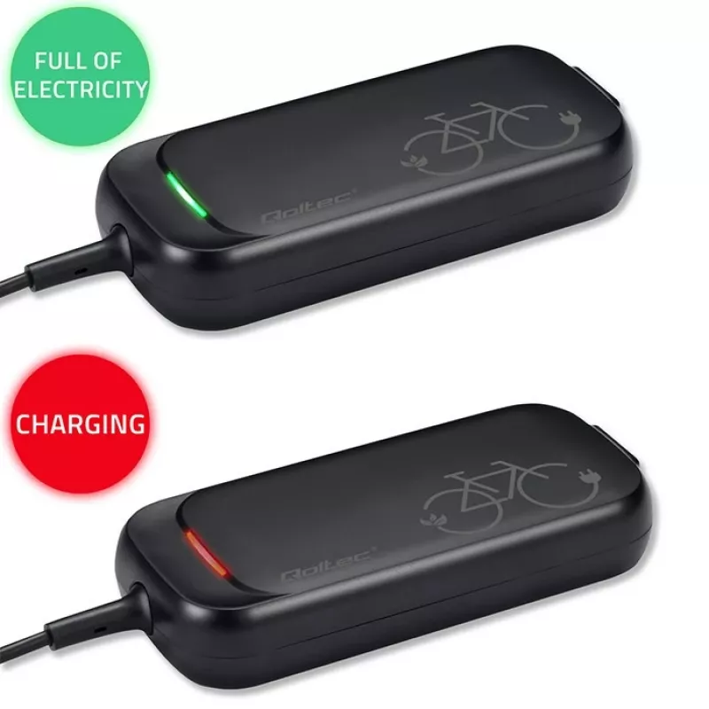 Qoltec Schnellladegerät für 36V Elektroroller und E-Bike | 42V | 2A | 5,5*2,5 | wasserdicht + Netzkabel