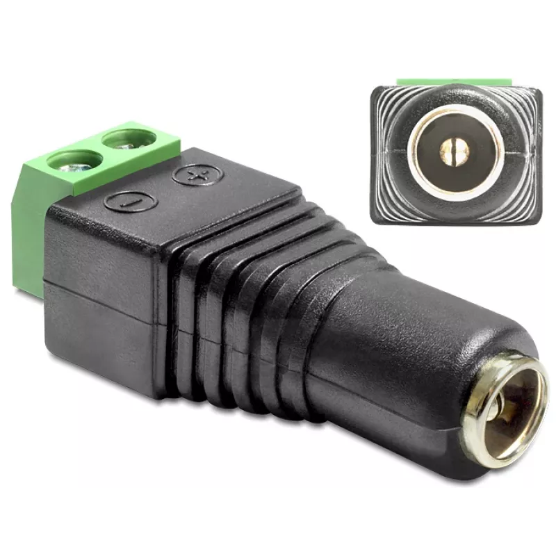 Kabel-Adapter DeLOCK 65485 DC 2,5 x 5,5 mm 2p Schwarz Grün