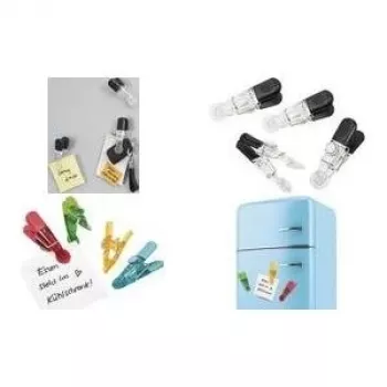 Magnethalter WEDO Notiz-Magnethalter GLOSSY 4er-Set schwarz/transparent mit Clip