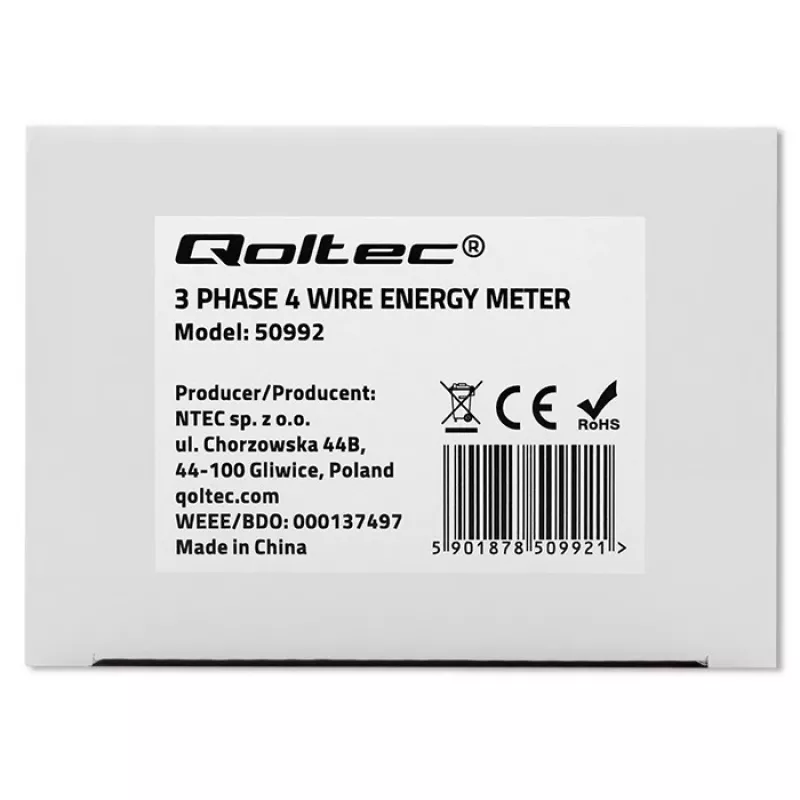 Dreiphasiger elektronischer Zähler QOLTEC 50992 400V 100A