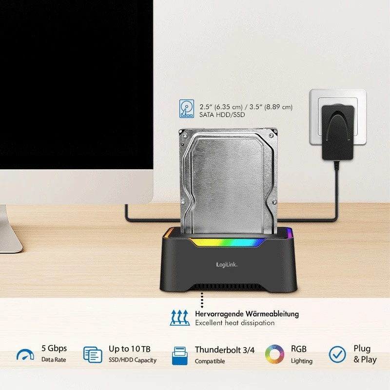 LogiLink HDD Dockingstation LogiLink Quickport USB 3.2 1-Port für 2,5/3,5 SATA (QP0035)