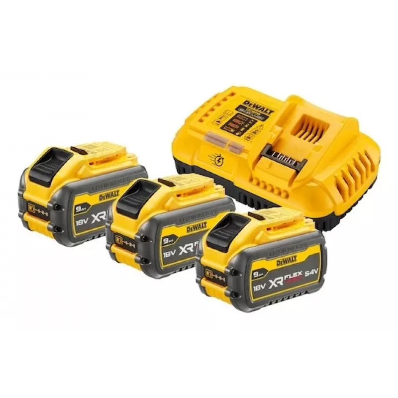 Akku- und Ladegerät-Set DeWalt DCB118X3 — Li‑Ion 9 Ah Akku mit Ladegerät