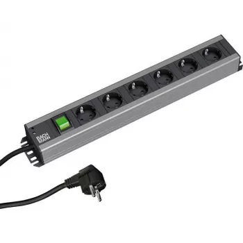 Stromverteilereinheit Bachmann 300.003 6 AC-Steckdosen 2U Schwarz Grau