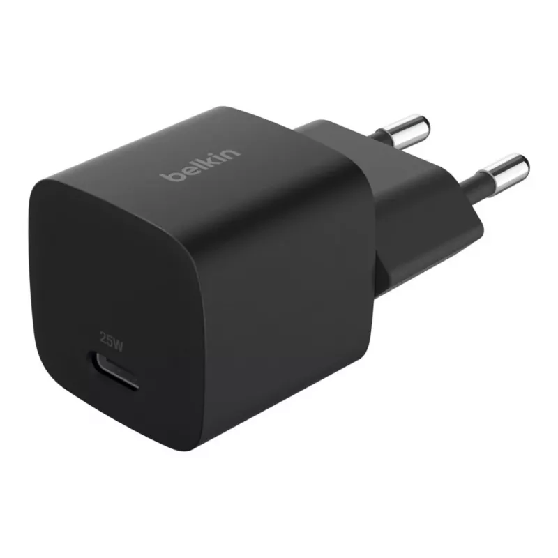 USB-C-Ladegerät Belkin BOOSTCHARGE 25W Power Delivery Schwarz – schnelles USB‑C PD 25W Wandladegerät