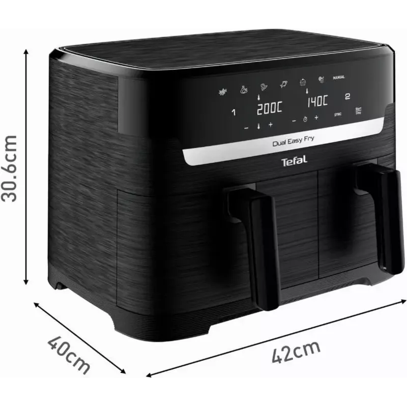 Tefal Easy Fry EY901N Double 8,3 L Standgerät 2700 W Heißluftfritteuse Schwarz