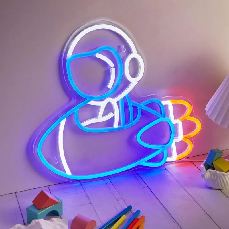 Dekorative Neonleuchte MANTA SNL90MT Style Neon Lights — Astronaut auf Rakete Motiv