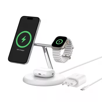 Belkin WIZ023VFBK Ladegerät für Mobilgeräte Kopfhörer, Smartphone, Smartwatch Schwarz USB Kabelloses Laden Innenbereich