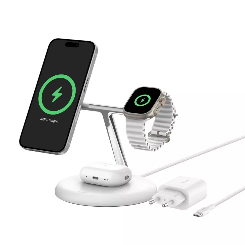 Belkin WIZ023VFBK Ladegerät für Mobilgeräte Kopfhörer, Smartphone, Smartwatch Schwarz USB Kabelloses Laden Innenbereich