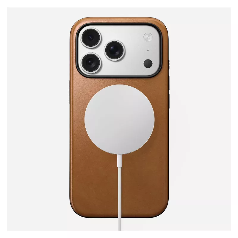 Handyhülle Nomad Modern Leather Case für iPhone 17 Pro, 16 cm (6,3 Zoll), tan, Leder & PC/TPU