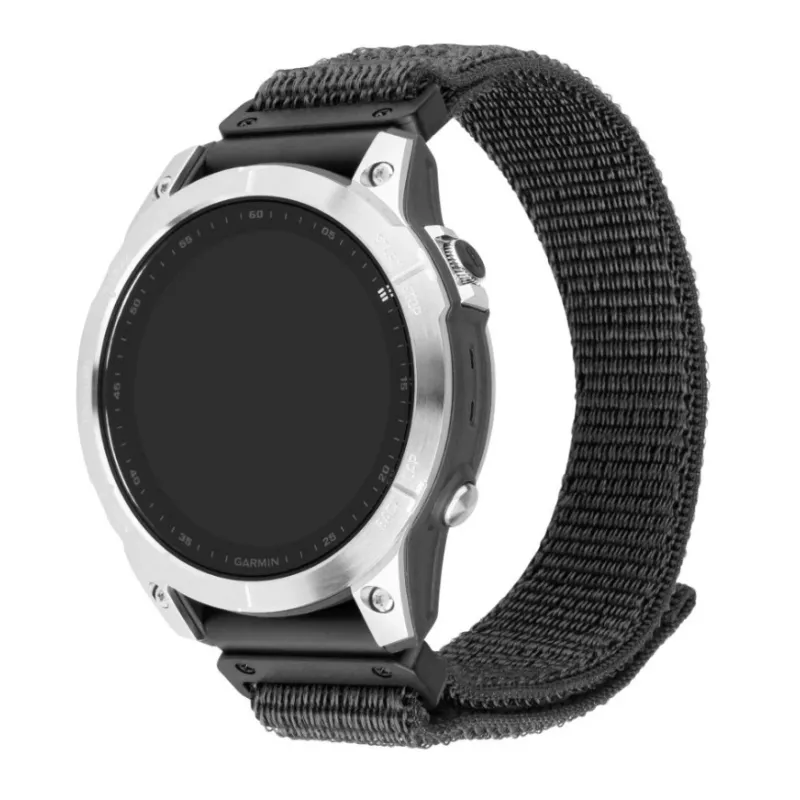 Nylon-Sportarmband FIXED QuickFit 22 mm für Garmin, dunkelgrau, Handgelenk 160–210 mm
