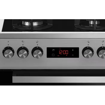 Freistehender Gas-Elektro-Herd BEKO FSMT55330DXDS, 5 Brenner, 60 cm, Edelstahl, Backofen 60 L, Energieklasse A