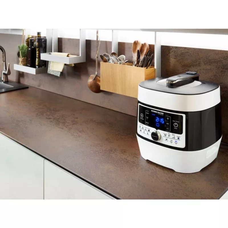 Elektrischer Schnellkochtopf Rommelsbacher MD 1000 – 4 l, 1000 W, 14 Programme, weiß/schwarz