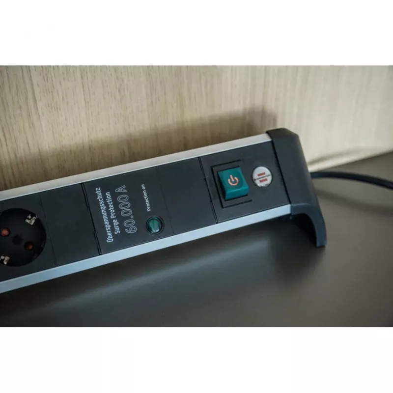Power Extension Brennenstuhl 1391020600 3m 6 AC Outlets Indoor Schwarz Silver