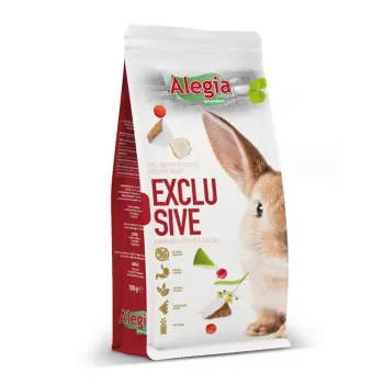 Trockenfutter für Kaninchen Alegia Exclusive 700 g — Gemüsegeschmack, Protein 15,76 %, Ballaststoffe 16,3 %