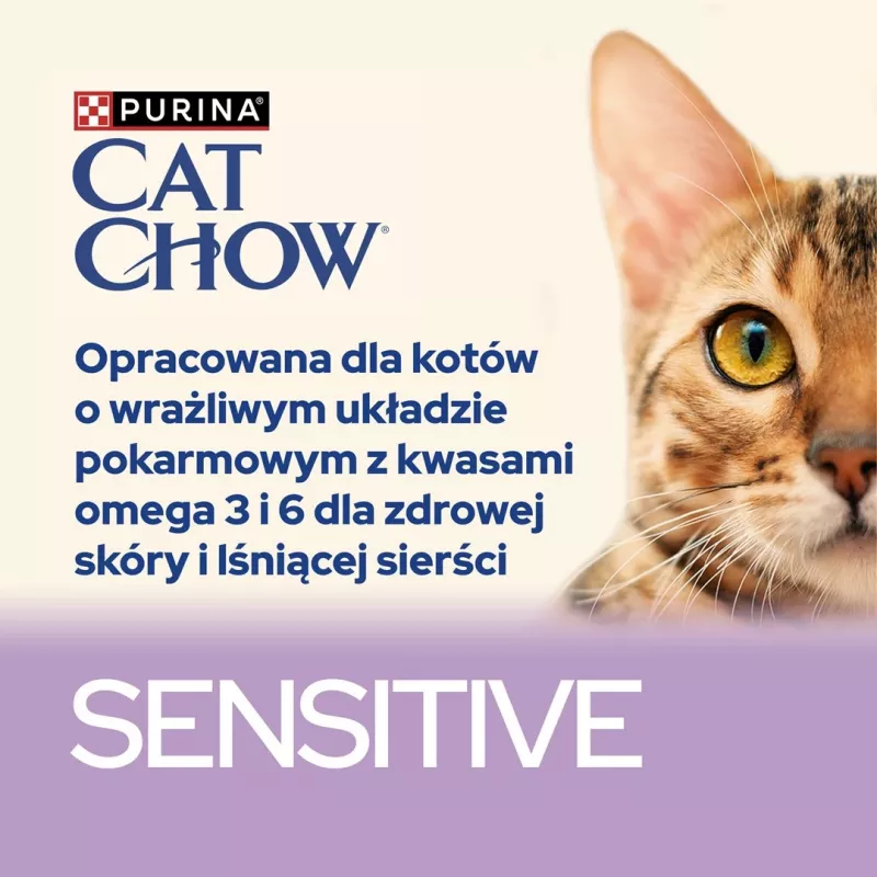 Purina Cat Chow Sensitive Gig mit Lachs und Zucchini in Sauce - Nassfutter für Katzen - 85 g