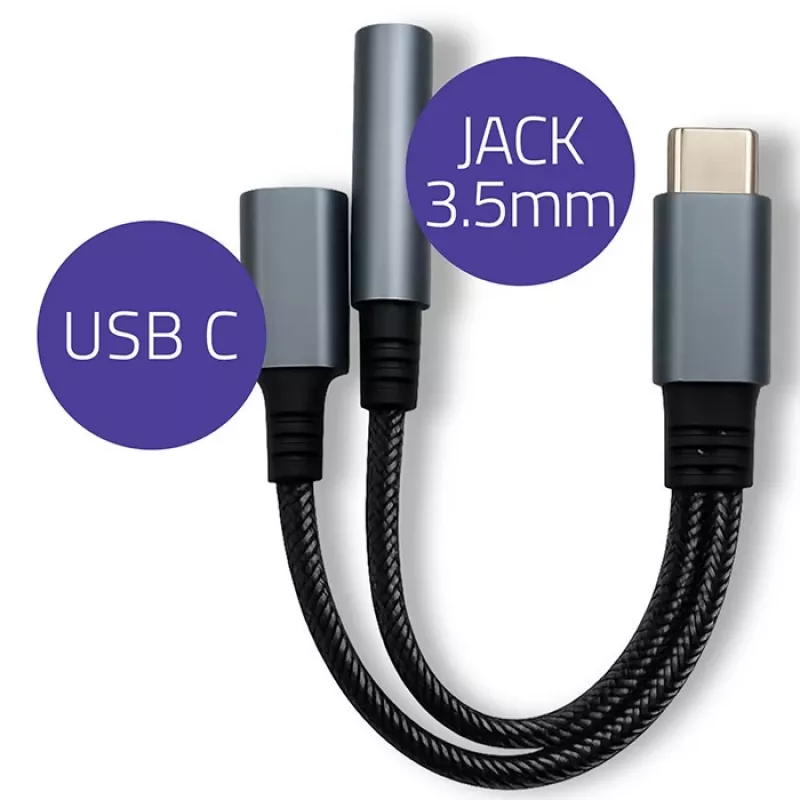 Adapter 2w1 USB-C auf USB-C und 3,5-mm-Klinke PD 15W