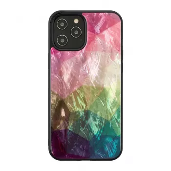 Schutzhülle iKins für Apple iPhone 12 / 12 Pro — Wasserblumen-Design, schwarz