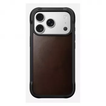 Handyhülle Nomad Rugged Leather Case für iPhone 17 Pro, 6,3 Zoll (16 cm), braun, Leder/TPU/Aluminium