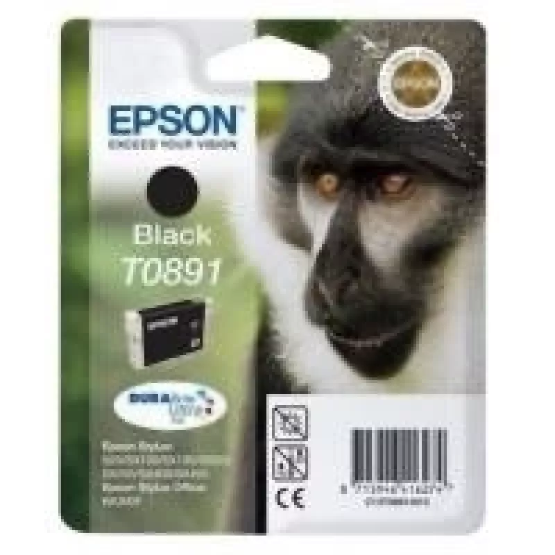 Epson Monkey Singlepack Schwarz T0891 DURABrite Ultra Tinte, Schwarz, Pigmenttinte