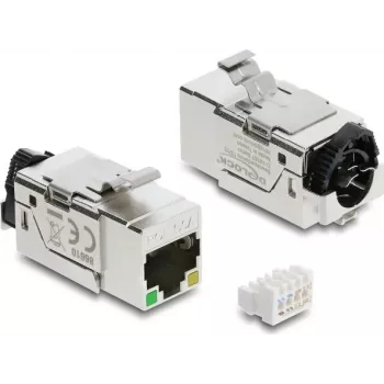 Keystone-Modul DELOCK 86610 — flach, Edelstahl, RJ-45, 16,4×37,5×22 mm