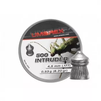 Gun pellets Umarex Intruder Pointed Ribbed 4.5 mm, lead diabolo, 0.52 g, 500 pcs, threaded-barrel