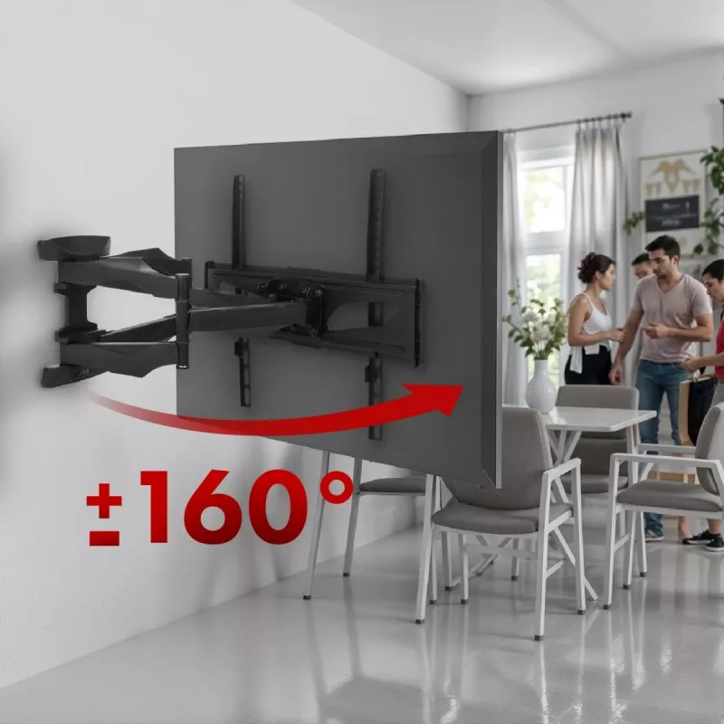 Wand-TV-Halterung MACLEAN MC-781 für Bildschirme von 66–177,8 cm (26–70 Zoll), neigbar -12–2°, VESA 100x100–400x400, max. Belastbarkeit 45 kg, schwarz