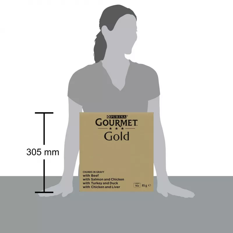 Nassfutter-Multipack Purina Nestlé GOURMET Gold Stückchen in Sauce — 96 x 85 g, 8,16 kg, 4-Geschmacksrichtungen-Mix