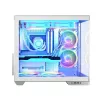 PC-Gehäuse MODECOM Volcano Panorama Midi Tower weiß — micro ATX, gehärtetes Glas, ARGB, USB-C, unterstützt GPU 400 mm