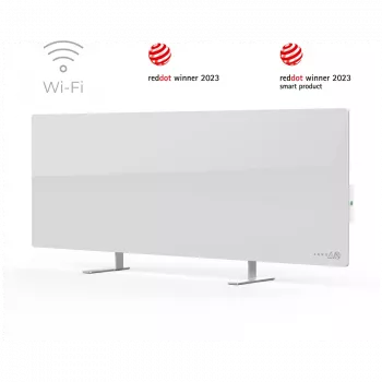 AENO Premium Eco Smart Heater, 700W, Gehärtetes Glas, Infrarot+Konvektion Heizart, Steckertyp: Europa (E/F-Typ), WEISS