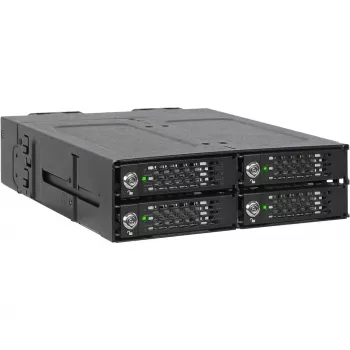 ICY DOCK - ToughArmor MB720MK-B V3 - 4x PCIe 4.0 M.2 NVMe zu 4x OCuLink in 1x 5,25 Schacht mobiler Rahmen Metall schwarz mit Schlüsselsperre (Tri-Mode-kompatibel)