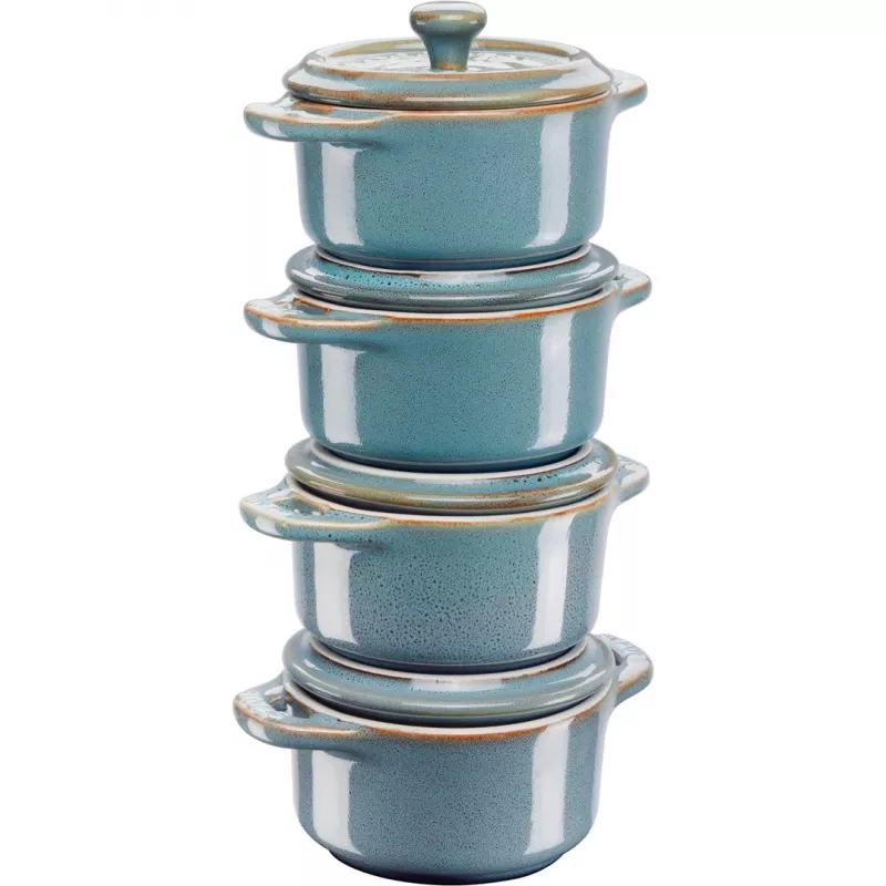 Staub Mini Cocotte Rund, 4 Stk. - 200ml, Antik Türkis