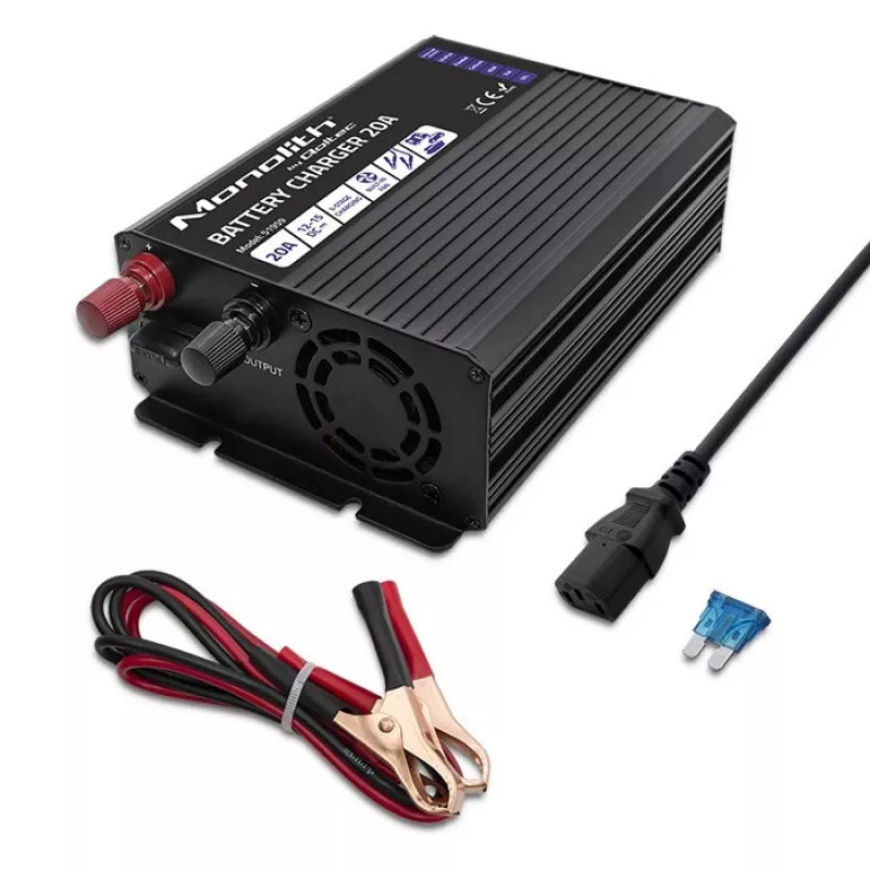 Ladegerät QOLTEC Monolith 20 A 12 V für LiFePO4-, AGM-, GEL-, SLA-Batterien
