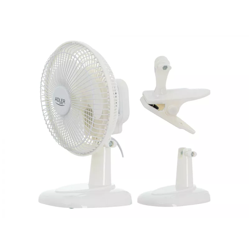Adler | Ventilator mit Klemme | AD 7317 | Tischventilator | Weiß | Durchmesser 15 cm | Anzahl Geschwindigkeiten 2 | 30 W