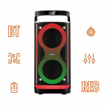 Tragbarer Lautsprecher MANTA SPK0601B100, 100 W, Bluetooth, Karaoke, drahtloses Mikrofon, Akku, Equalizer, Disco-Beleuchtung