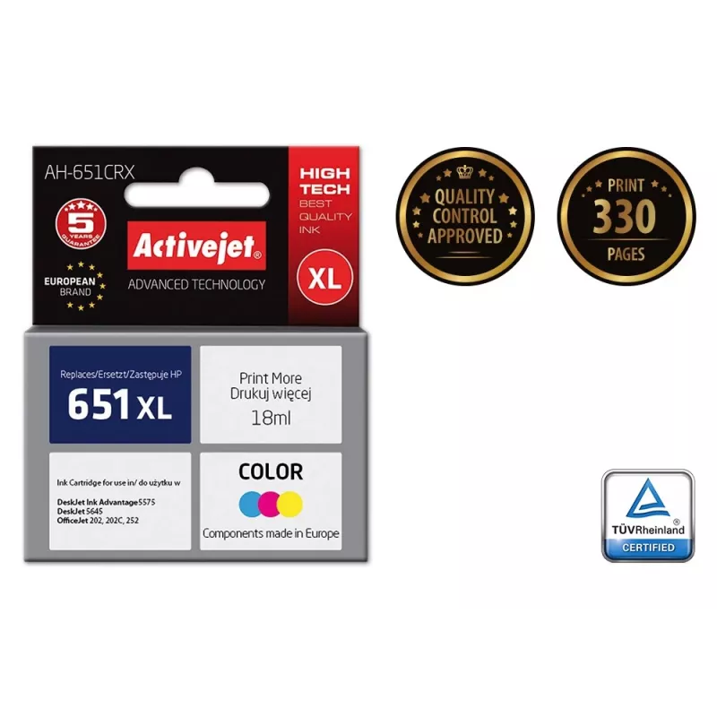 Activejet AH-651CRX Tinte (Ersatz für HP 651 C2P11AE; Premium; 18 ml; Farbe)