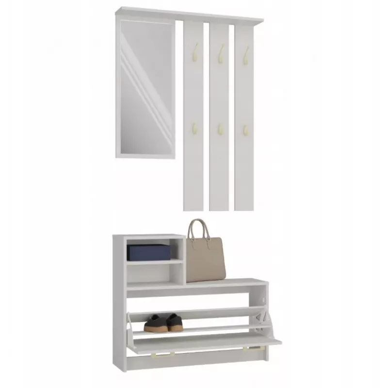 Garderobenschrank Top e shop VERA Cashmere GS1 — 1800×850×240 mm, Drehtür, Spiegel, 1 Einlegeboden, 6 Haken