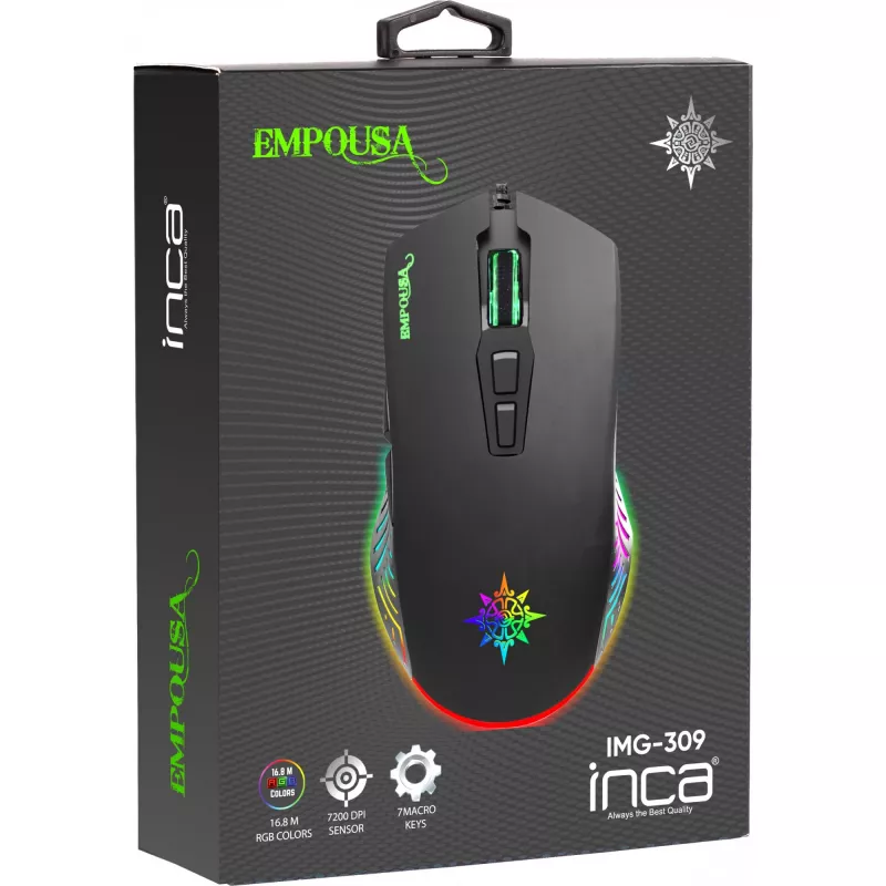 INCA Gaming-Maus IMG-309 7200 DPI. RGB. 7 Tasten. USB. SW retail