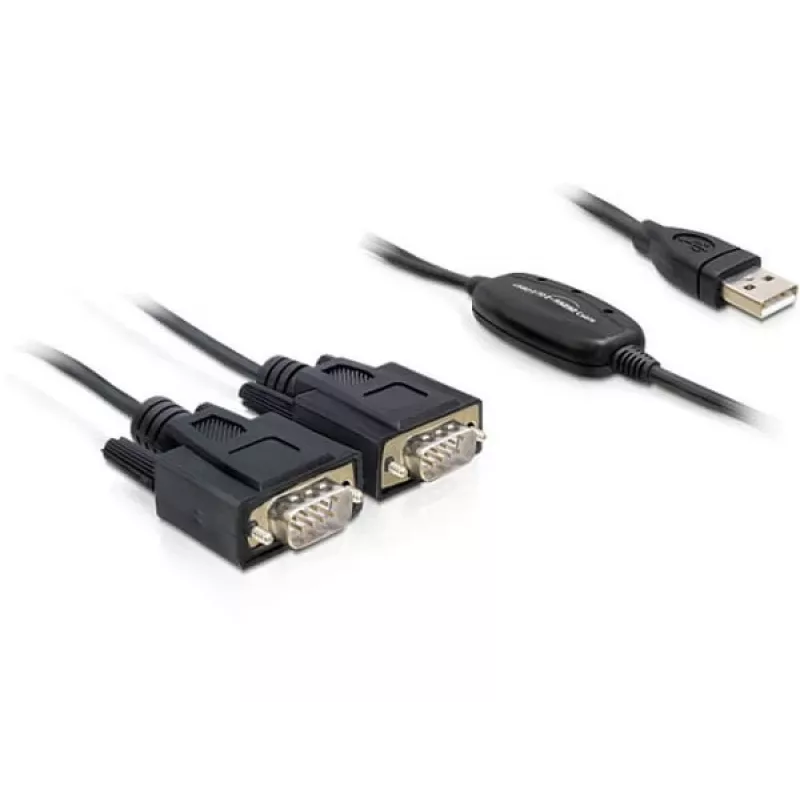 Serielles Kabel DeLOCK 2x RS232/USB 2.0 Schwarz 61886