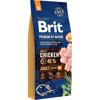 Brit Premium by Nature Medium Trockenfutter für Hunde, Huhn, 15 kg